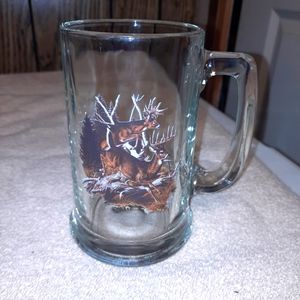 Glass coffee or beer mug with outdoor scene